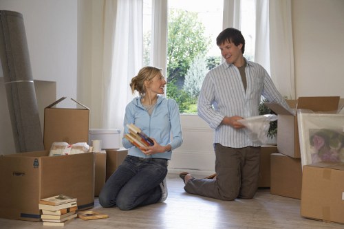 Packed boxes ready for house removals in Preston