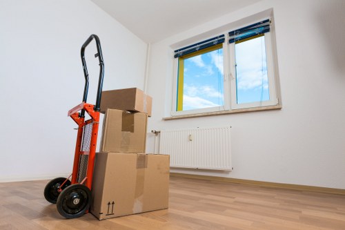 Organized furniture storage setup in Preston for a moving home